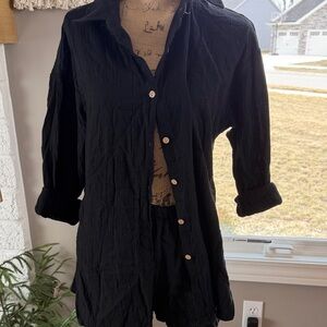Elegant Black Button-Up Jumpsuit